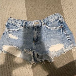 medium rise denim shorts